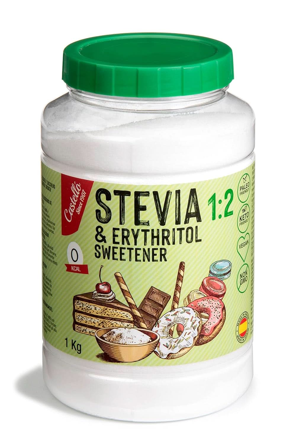 Stevia + Erythritol 1:2 Zoetstof, 1G = 2G Suiker, 1 Kg Zoetstoffen Naty Shop