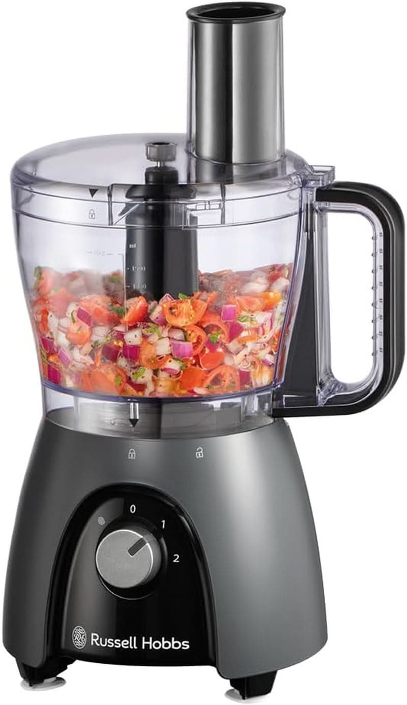 Russell Hobbs Keukenmachine [Blender/Groentenhakmolen/Tafelblender/Hakker/Blender] Keukenmachine (Kneden, Mixen en Snijden), Matte Houtskoolkeuken Naty Shop