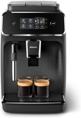 PHILIPS automatische espressomachine 2200 series - 2 koffiespecialiteiten, touch display, klassieke melkopschuimer, keramische molen, matzwart (EP2220/10)