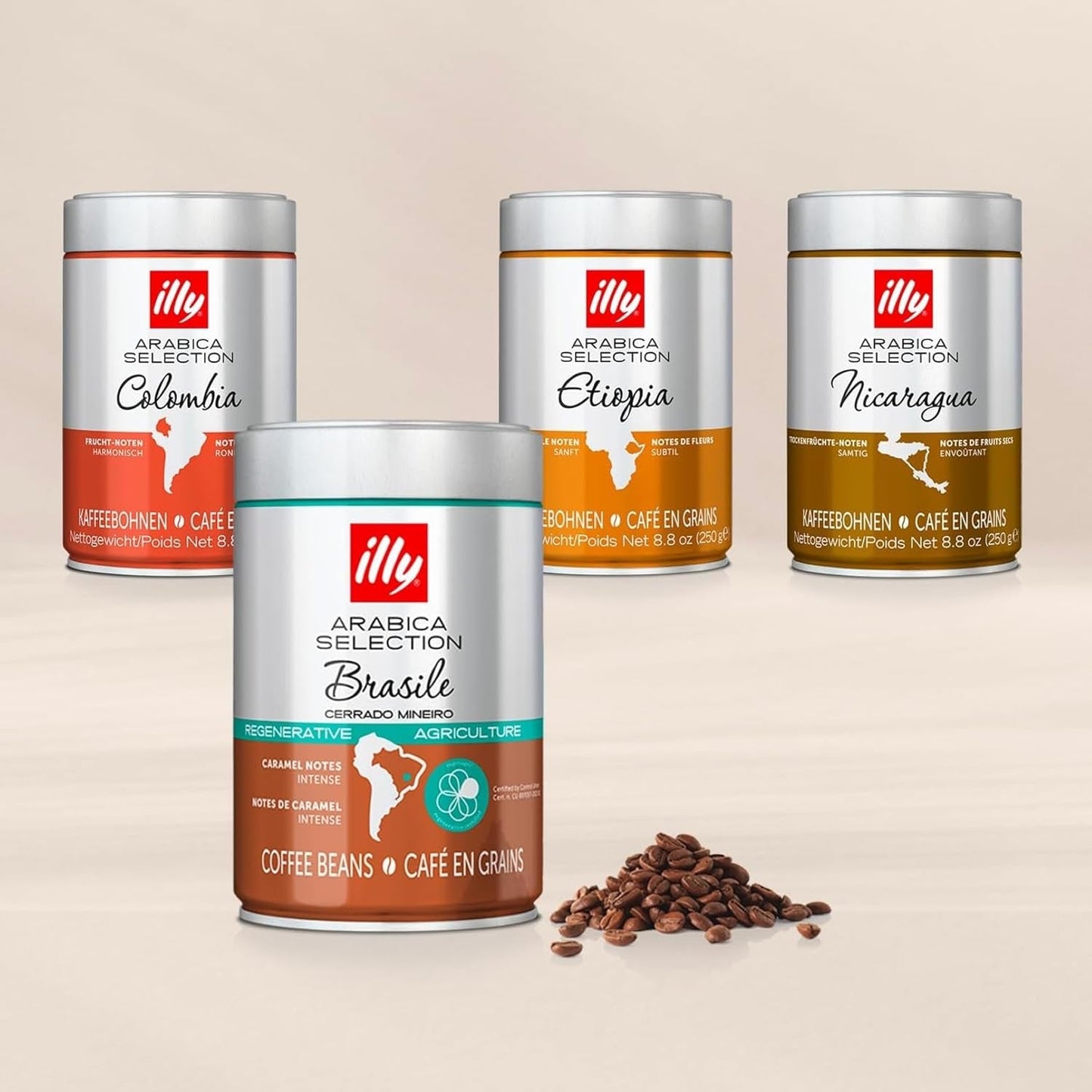 illy, Kaffeebohnen Arabica Selection Costa Rica, 100% Arabica met Karamel-, Schokoladen- en Vanillenoten, süßer Gesmack, 1 Dosis met 250g