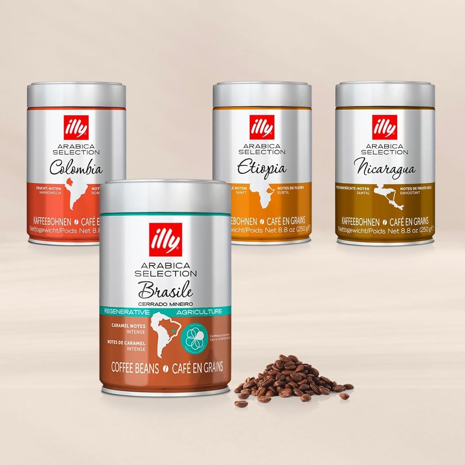 illy, Kaffeebohnen Arabica Selection Costa Rica, 100% Arabica met Karamel-, Schokoladen- en Vanillenoten, süßer Gesmack, 1 Dosis met 250g