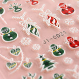 5 Blatt 3D Nagelsticker Weihnachten Nagelaufkleber 5D Stereoskopisch Selbstklebend Schneeflocke-Weihnachtswinterurlaub Nail Art Sticker Decoratie Nageldesign Zubehör