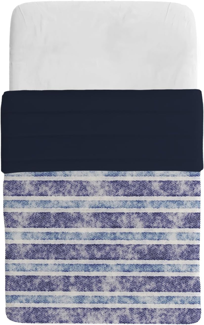 Basic zomerdeken, microvezel, jeansstrepen, 200X240Cm Quilts en quilts Naty Shop