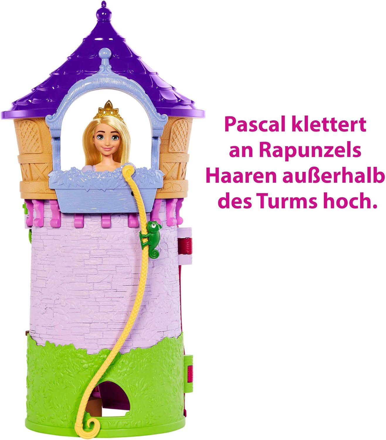 Disney Princess HMV99 - Rapunzel beweegbare pop en speeltoren met rondom plezier, 6 speelplekken en 15 accessoires, geïnspireerd op de Disney-film, speelgoed voor poppen van 3 jaar oud Naty Shop Dolls