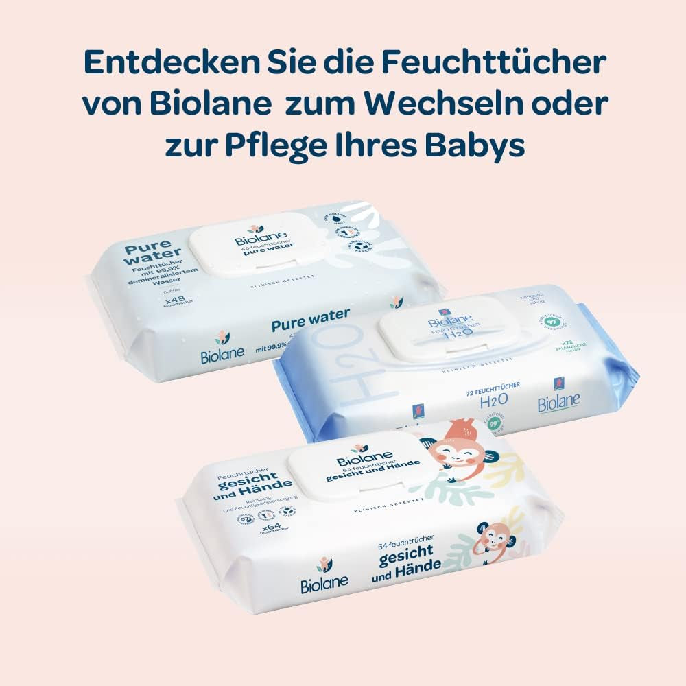 BIOLANE - Vochtige doekjes voor baby's, gezicht en handen - Extra zachte reinigingsdoekjes voor hygiëne - Vochtige doekjes voor baby's vanaf de geboorte - Alcoholvrij - 12 x 64 doekjes (768 doekjes)