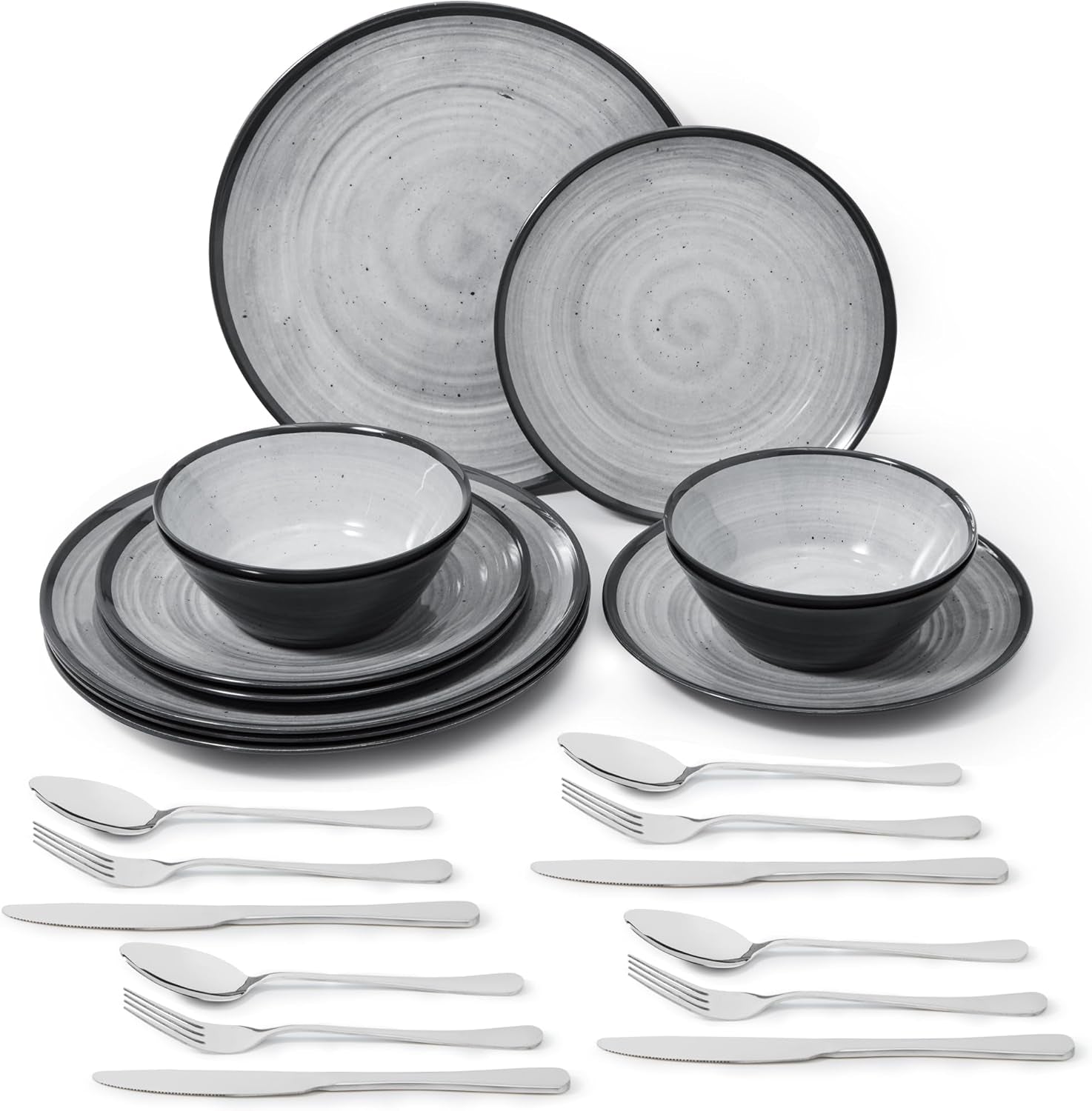 Melamine bestekset 24-delig 4-persoons campingbordenset - bestek voor buiten en binnen