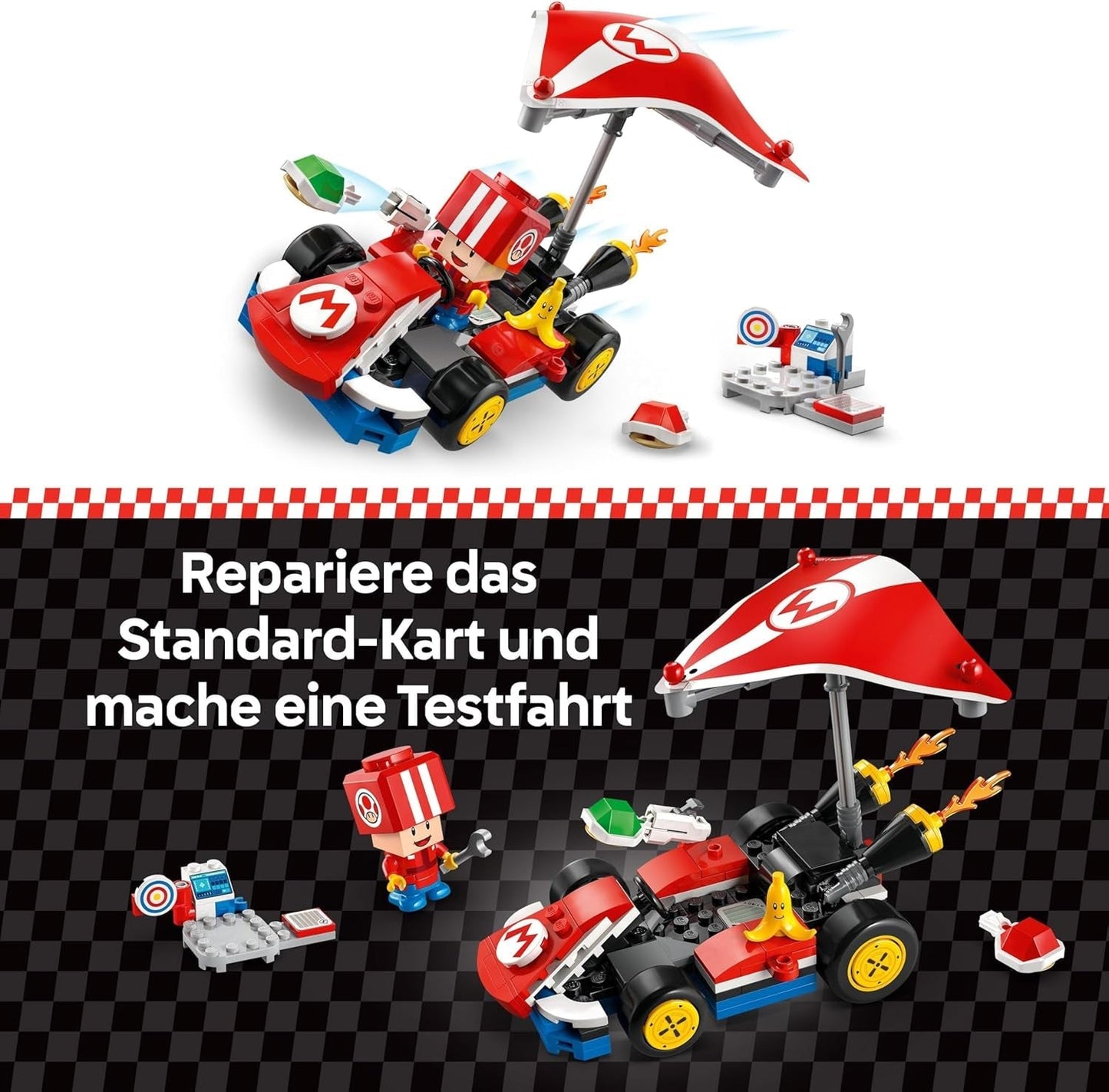 LEGO Super Mario: Mario Kart - Standaardkart, Nintendo-collectie, cadeau voor kinderen, laat jongens, meisjes en gamers vanaf 7 jaar zelfstandig spelen, avontuurlijk speelgoed met padfiguur 72032 Bouwsets Besuche in LEGO-Store