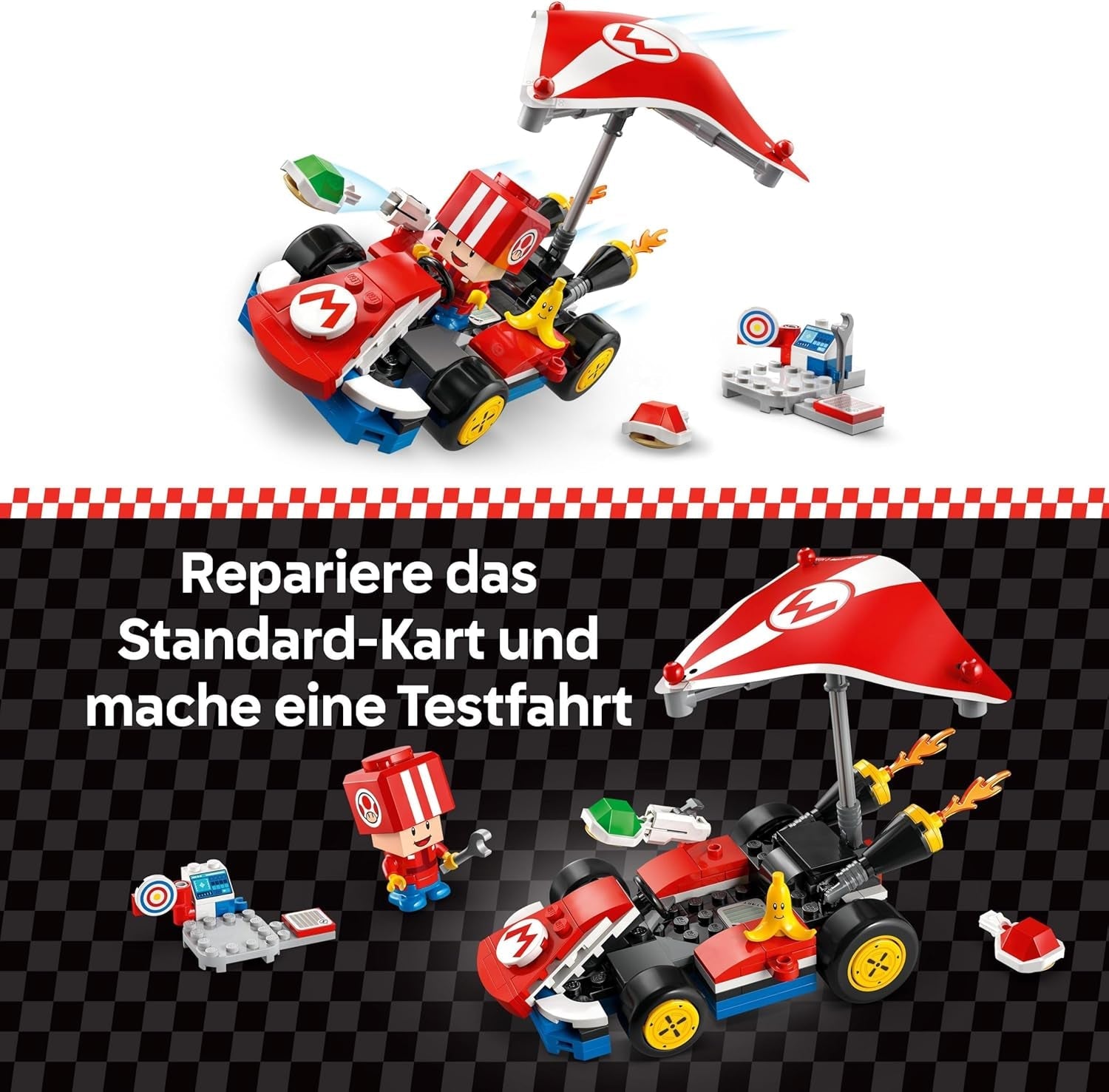 LEGO Super Mario: Mario Kart - Standaardkart, Nintendo-collectie, cadeau voor kinderen, laat jongens, meisjes en gamers vanaf 7 jaar zelfstandig spelen, avontuurlijk speelgoed met padfiguur 72032 Bouwsets Besuche in LEGO-Store