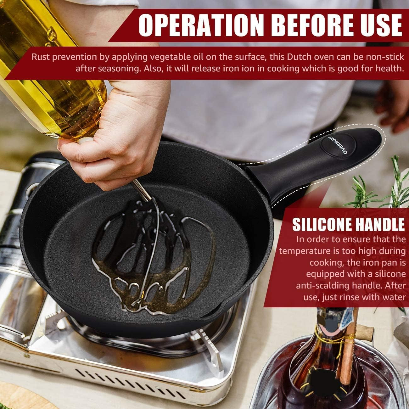 OVERMONT gietijzeren grillpan met handvat Potten en pannen Naty Shop