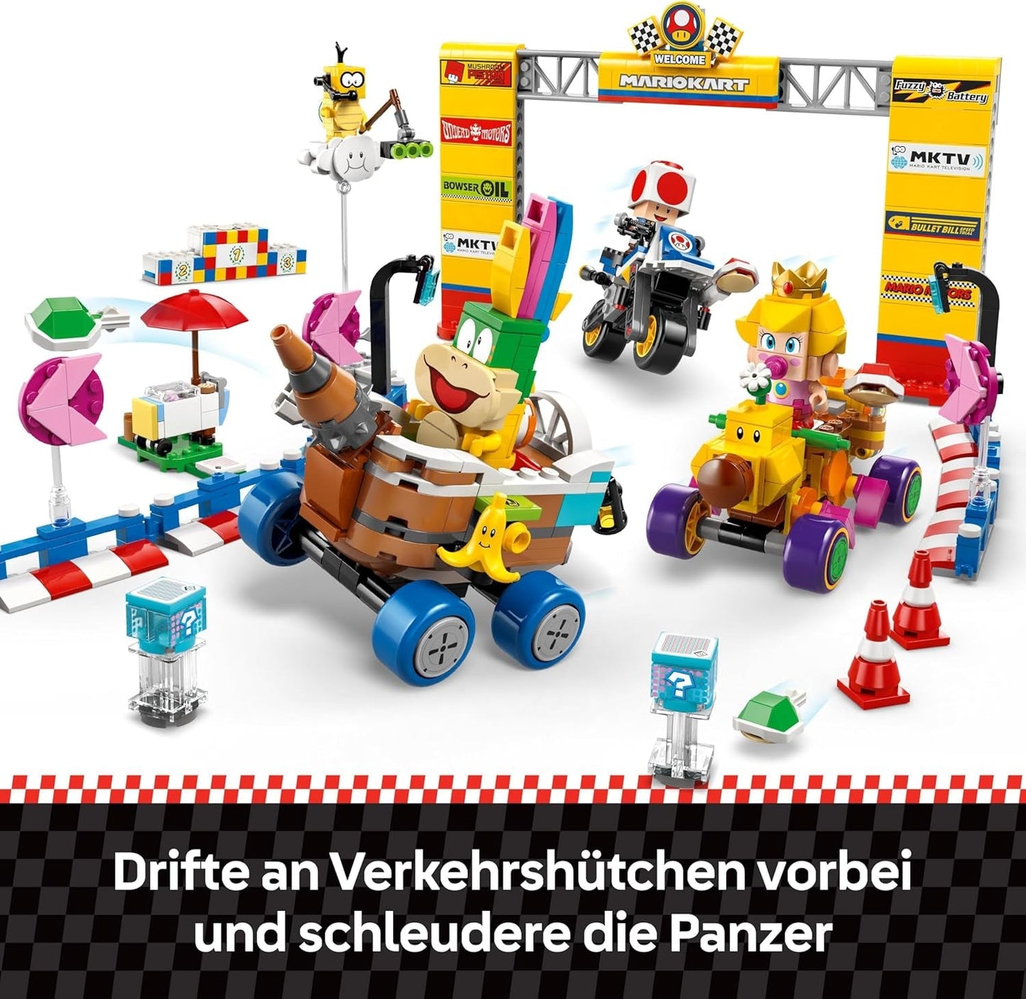 LEGO Super Mario: Mario Kart - Baby Peach & Grand Prix Set, Nintendo Figuren - Toad, Lakitu, Baby Peach en Lemmy, Cadeau voor jongens, meisjes en gamers 8+, Avontuurspeelgoed 72036 Bouwsets Beuche in LEGO-Store