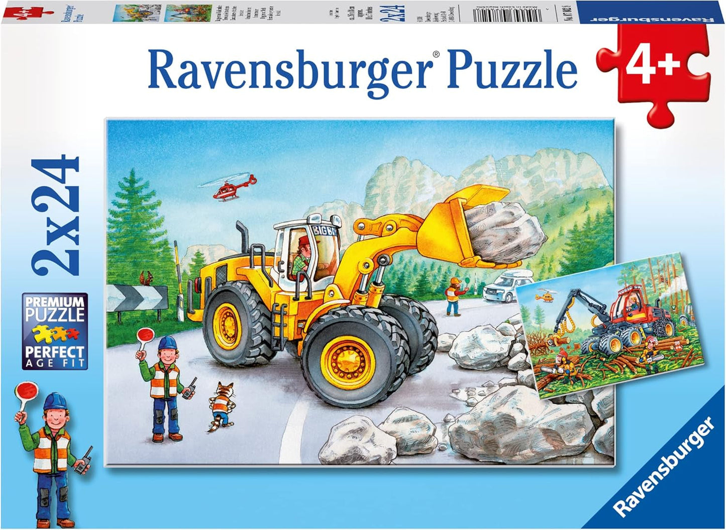 Ravensburger Puzzel voor kinderen - 07802 Graafmachine en bosbouwtractor - Puzzel voor kinderen vanaf 4 jaar, met 2X24 stukjes Puzzel Naty Shop Single