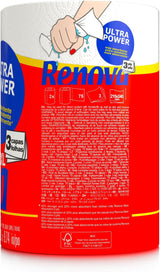 Keukenrollen Renova Renova Ultrapower | 24 XXL-rollen = 60 standaardrollen | 3 ultra-absorberende lagen met maximale weerstand | Fsc-gecertificeerd papier
