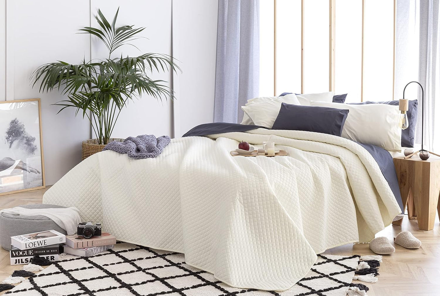 Todocama Fine Boutique Sprei Ruitpatroon Lente Zomer Herfst Winter 100% extra zachte microvezel Multifunctionele sprei 105-200 x 260 cm Beige bedden en dekens Besuche den Todocama-Store