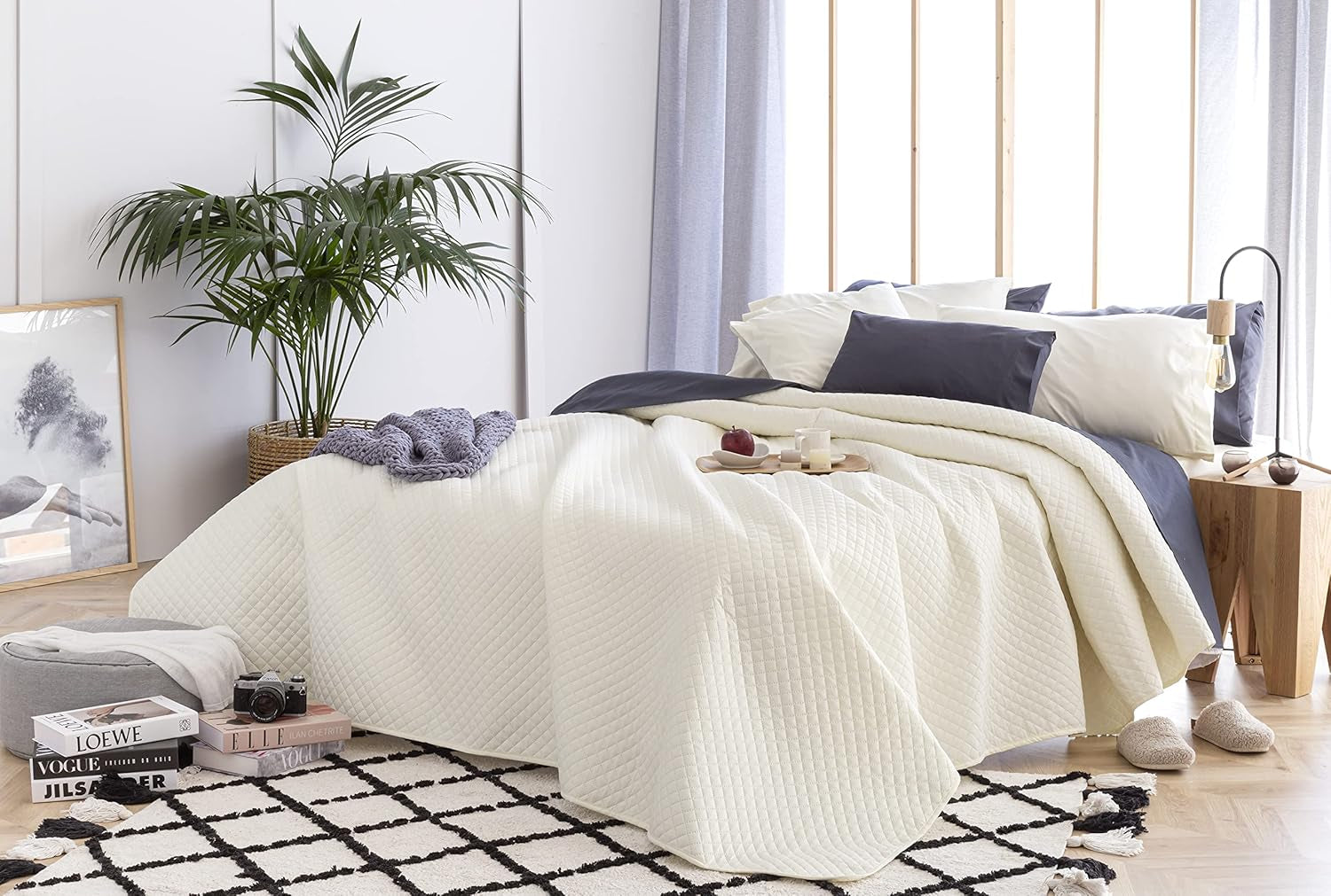 Todocama Fine Boutique Sprei Ruitpatroon Lente Zomer Herfst Winter 100% extra zachte microvezel Multifunctionele sprei 105-200 x 260 cm Beige bedden en dekens Besuche den Todocama-Store