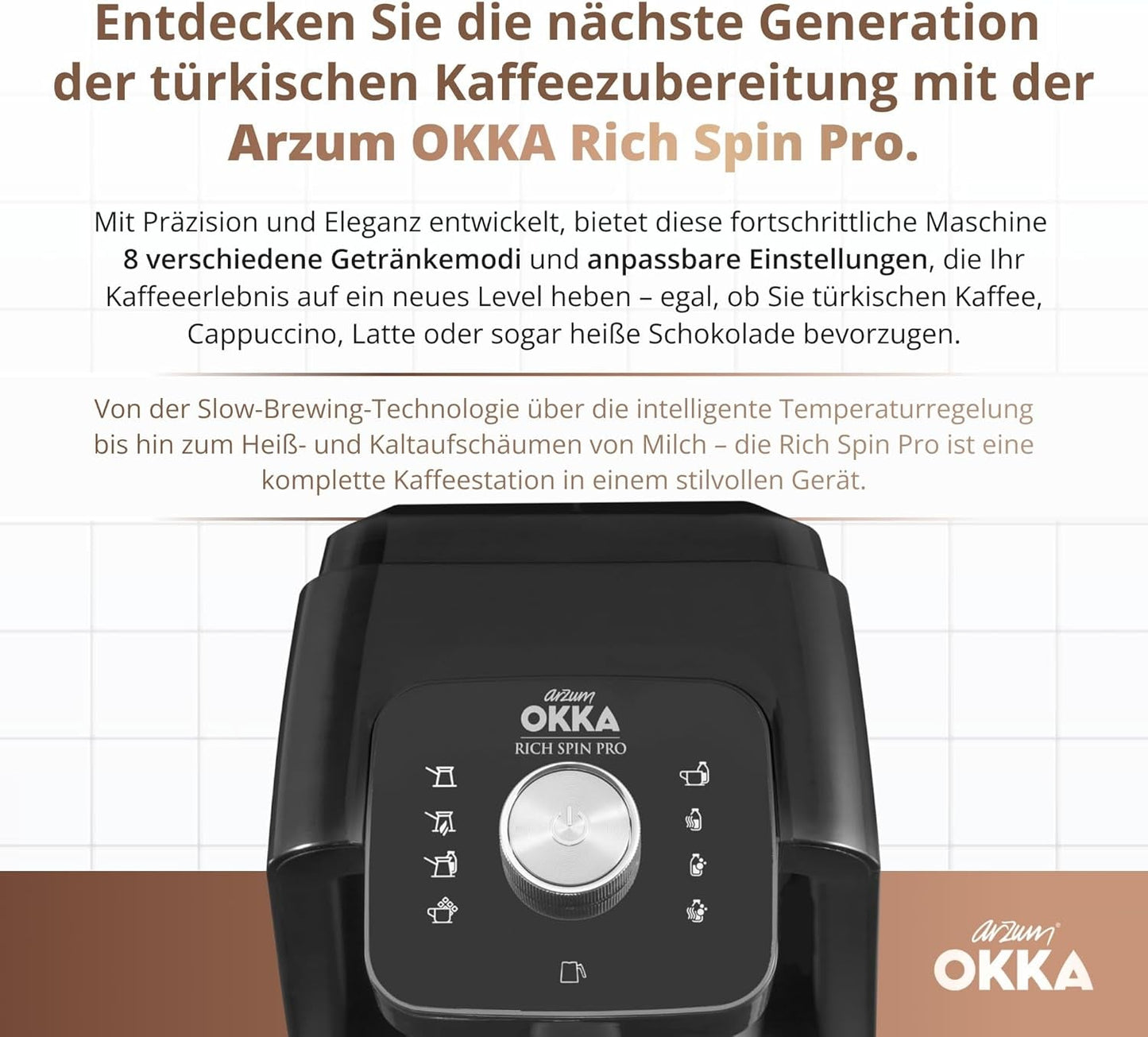 TURKS KOFFIEMACHINE Arzum OKKA RICH SPIN PRO (chroom)