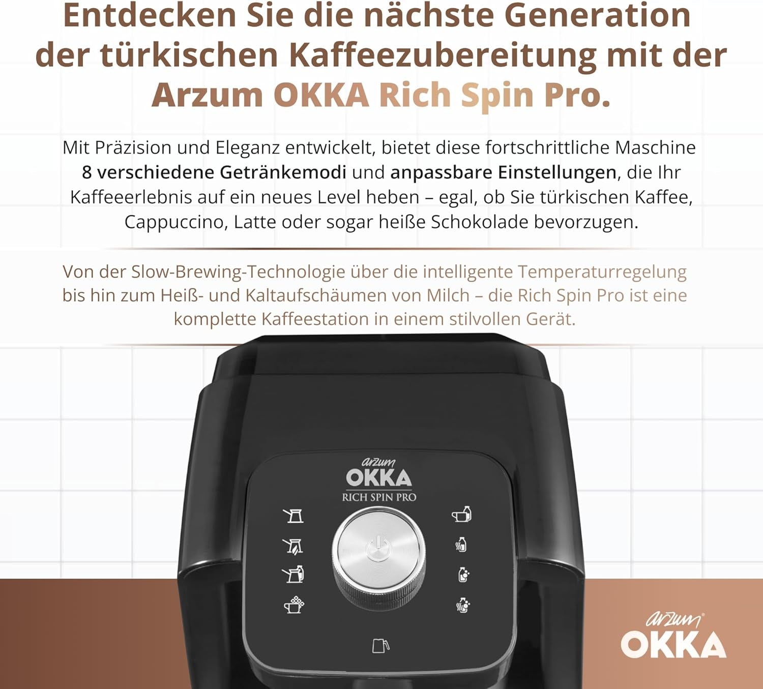 TURKS KOFFIEMACHINE Arzum OKKA RICH SPIN PRO (chroom)