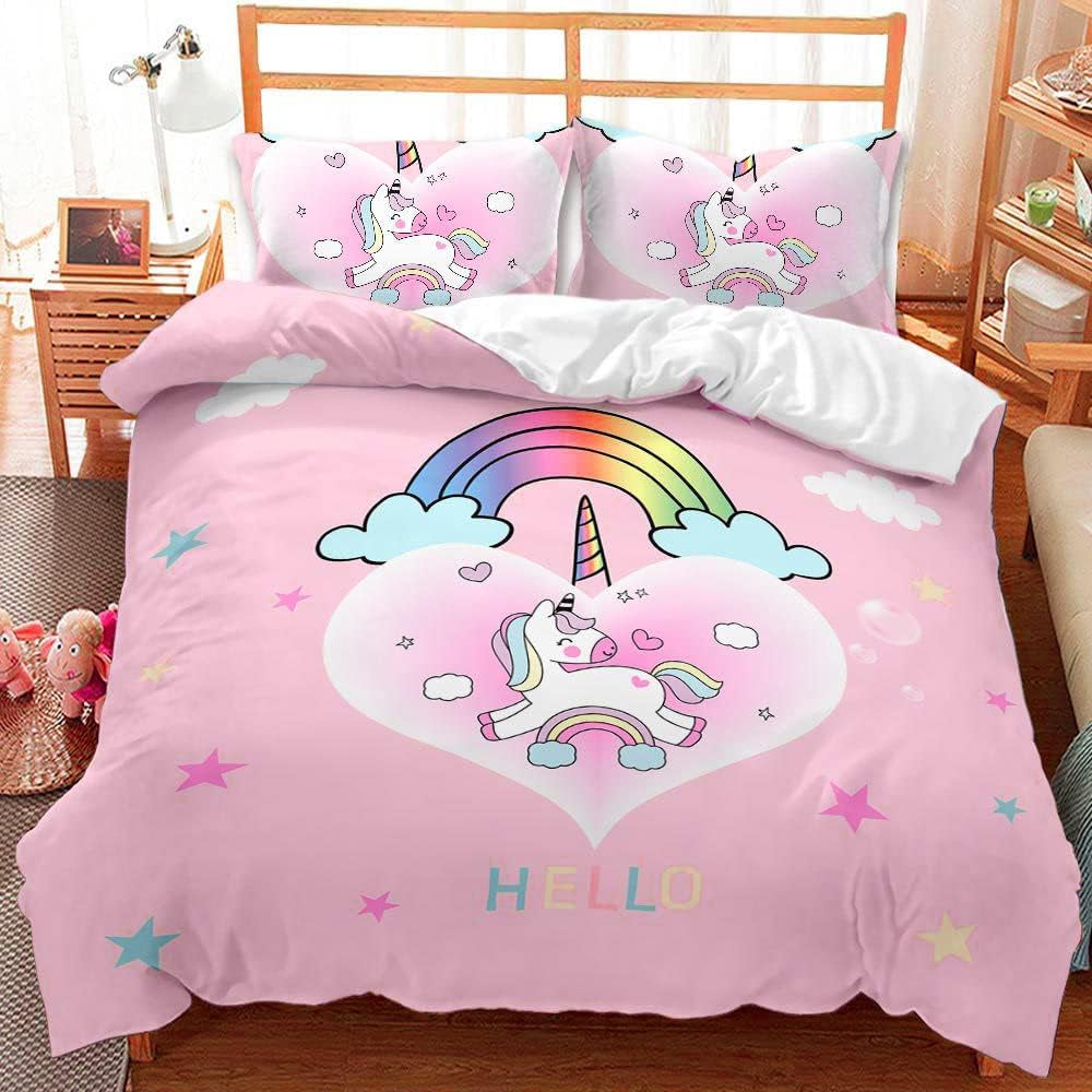 Beddengoed voor meisjes, Eenhoorn, 2 kussenslopen Beddengoed - kinderen Naty Shop Eenhoorn Roze (model 2) 200×200 Cm