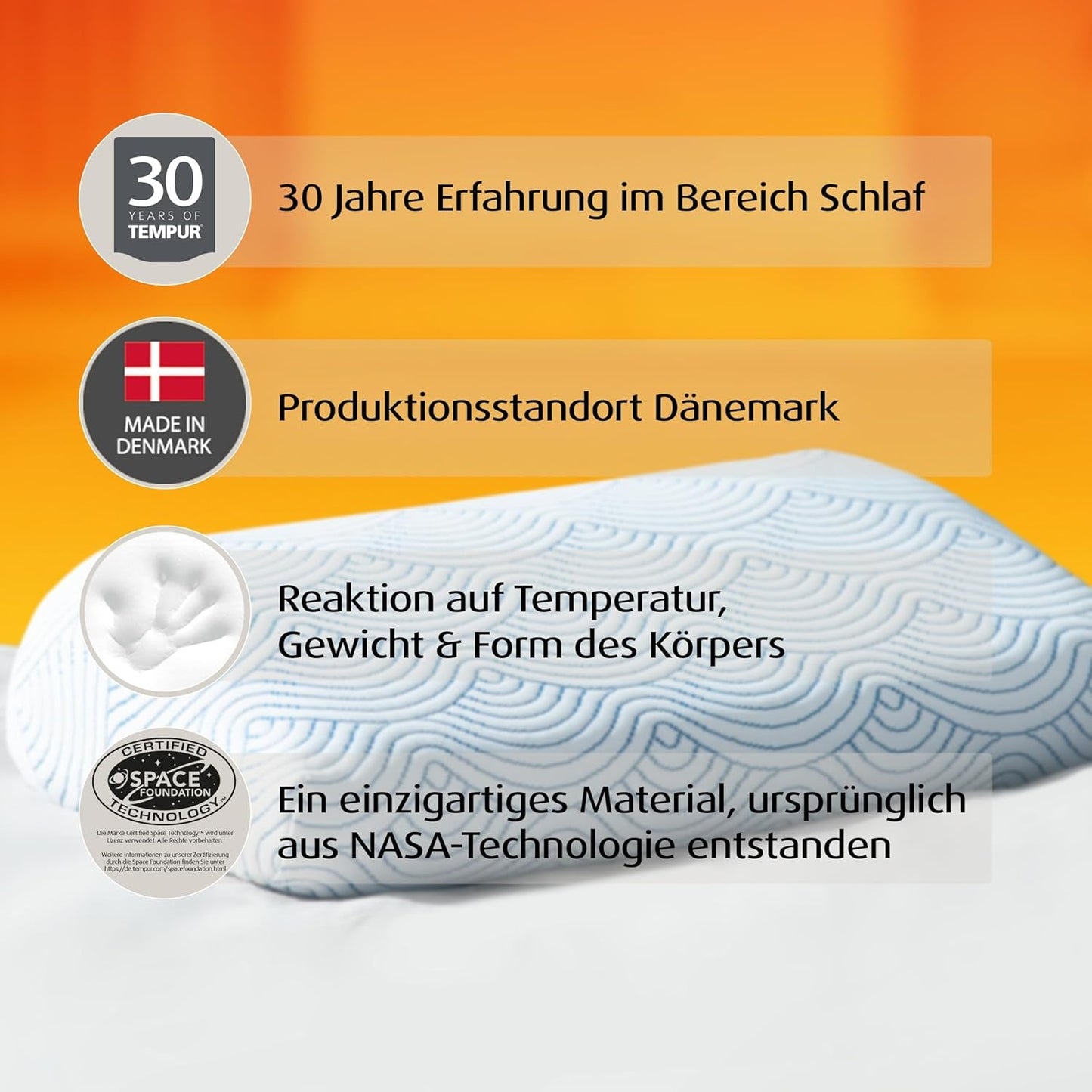 TEMPUR EASE Memory Foam Slaapkussen, Ergonomisch Neksteunkussen voor elke slaaphouding, Stevige ondersteuning, 50 X 31 X 10/5cm, Wit Naty Shop Standaard Kussens