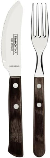Tramontina PIZZA Besteck, 8-delige set, voor 4 personen, Rostfreier Edelstahl, Fsc-Zertifizierte Holzgriffe, Spülmaschinenfest Kitchen Naty Shop