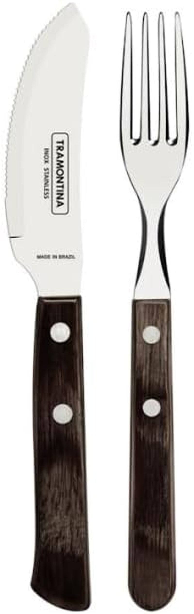 Tramontina PIZZA Besteck, 8-delige set, voor 4 personen, Rostfreier Edelstahl, Fsc-Zertifizierte Holzgriffe, Spülmaschinenfest Kitchen Naty Shop