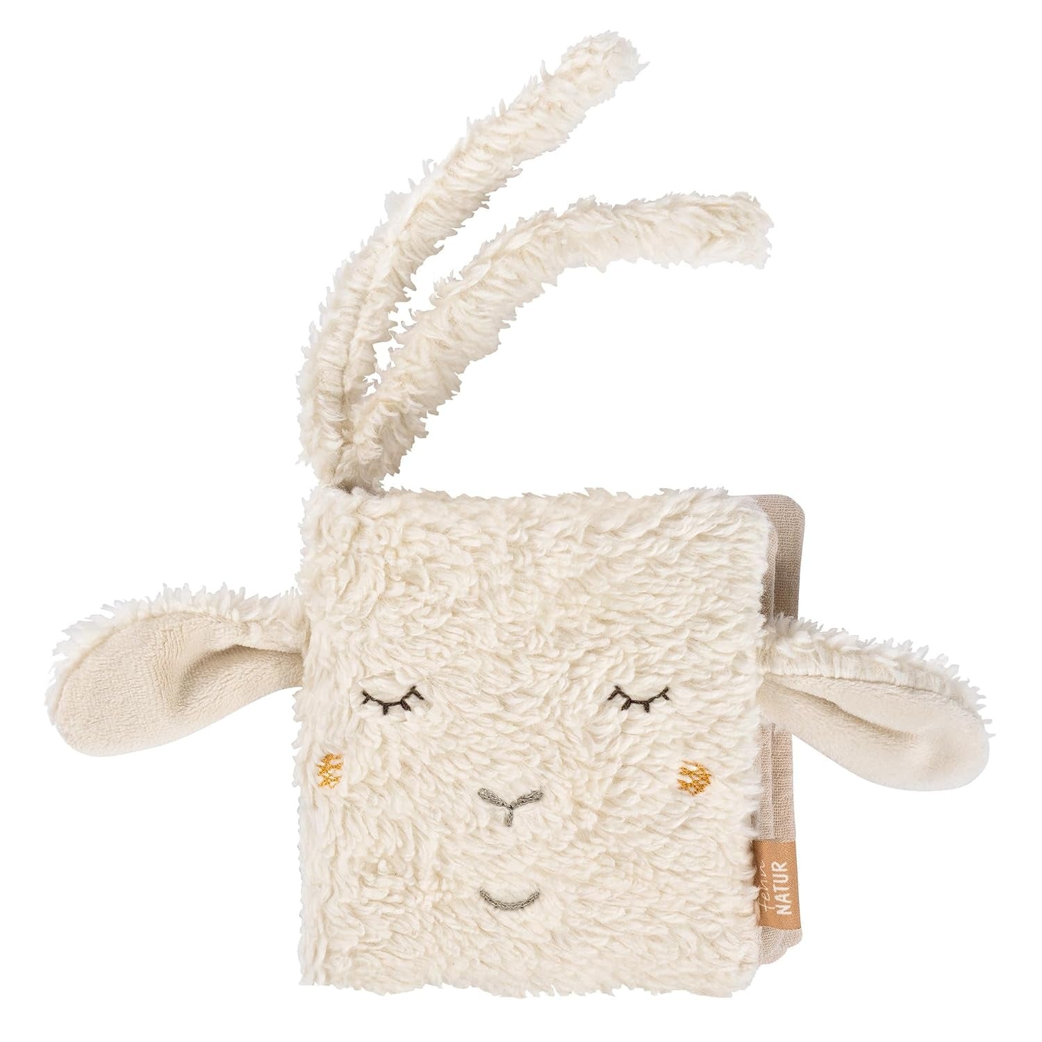 Fehn Zacht prentenboek Bruno - zacht boekje voor baby's van stof met dierenmotieven - speelgoedboek van stof om op te hangen voor kinderwagens en autostoeltjes voor baby's - boek met clickers voor baby's en kinderen vanaf 0+ maanden Babyspeelgoed Naty Shop Natura olieor