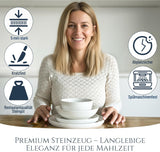 Crystal 48-delige porseleinen serviesset TESTWINNAAR Helder porseleinen serviesset kommen en borden servies voor 12 Pure Living serviessets in wit