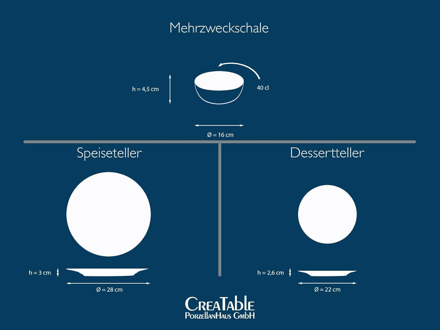 CreaTable, 23714, Uno Athena-serie, 12-delige serviesset voor 4 personen, porseleinen bordenset, vaatwasser- en magnetronbestendig, gemaakt in Portugal