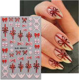 JMEOWIO Nagelsticker Bunte Herz Schleife 6 Blatt Nail Art Sticker Selbstklebend Nagelaufkleber Decoratie Nageldesign Zubehör