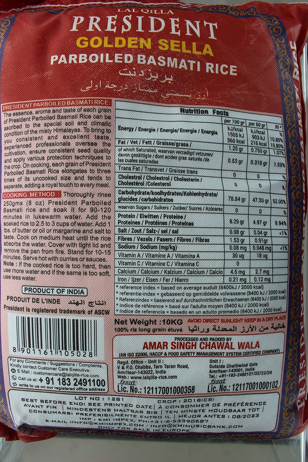President - Gouden Sella Basmati Rijst, (1 X 10 KG)