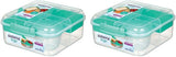 Bento Box TO GO lunchboxsysteem met vakken | Lunchbox van 1,25 L met yoghurt-/fruitcontainer | voor kinderen en volwassenen l | BPA-vrij Minty Teal [21685-8T], Mintgroen Naty Shop Voedselbewaardozen Mintgroen 1,25 Liter (Pak van 2)