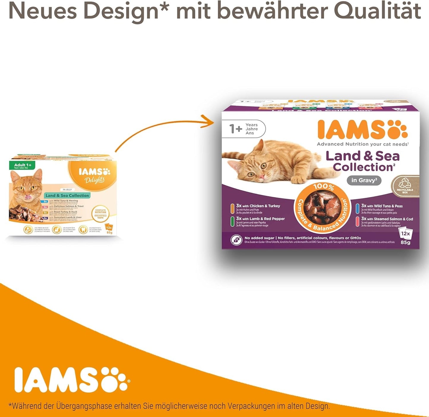 IAMS Delights Natvoer voor oudere katten - Multipack met kip en vis in saus, hoogwaardig natvoer voor katten ouder dan 7 jaar, 12 x 85 g