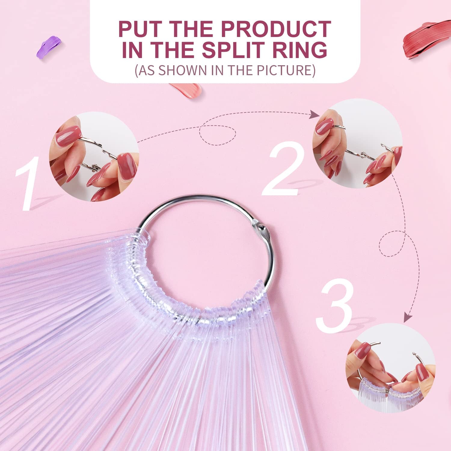 100 stuks Nail Art Tips Ring Stick, Nagelspitzen Nagel Display Transparante Nägel Kunstspitzen Sticks, Nagelkunst Praxis Für Nagelstudio en Anfänger Display DIY Nail Art Tips
