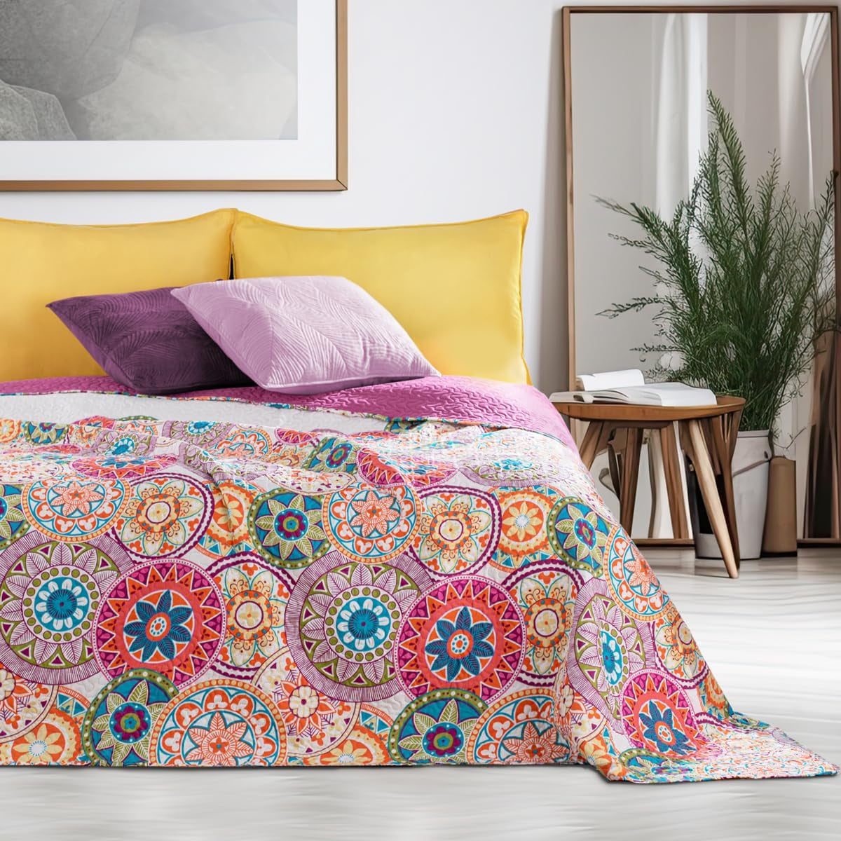 Decoking 12222 sprei 200x220 cm roze violet wit gekleurd antraciet sprei tweezijdig gekleurd roze wit violet quilten Bibi bedden en dekens Besuche den DecoKing-Store