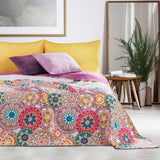 Decoking 12222 sprei 200x220 cm roze violet wit gekleurd antraciet sprei tweezijdig gekleurd roze wit violet quilten Bibi bedden en dekens Besuche den DecoKing-Store