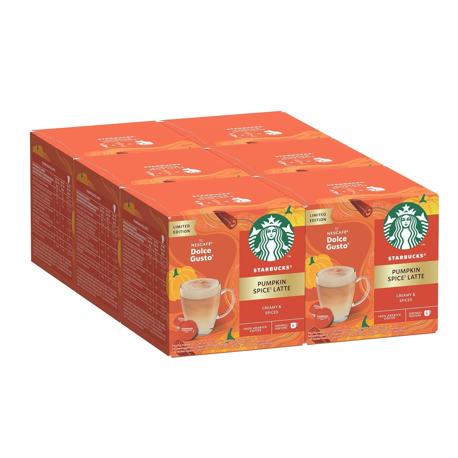 STARBUCKS Pumpkin Spice Latte van Nescafé Dolce Gusto, Dunkle Röstung, Kaffeekapseln 6 x 12 (72 Kapseln)