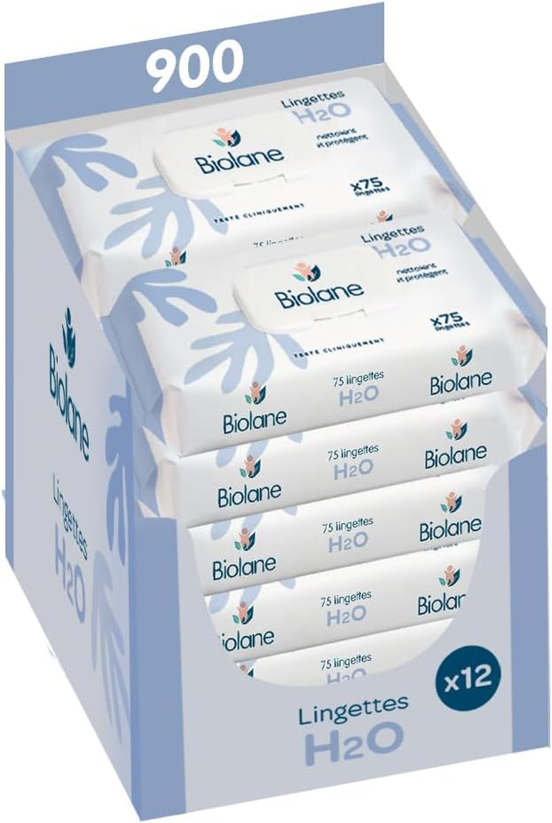 BIOLANE - Babydoekjes met water - 225 doekjes - 3 x 75 stuks - Zachte en effectieve reiniging - Vanaf de geboorte - Franse kwaliteit