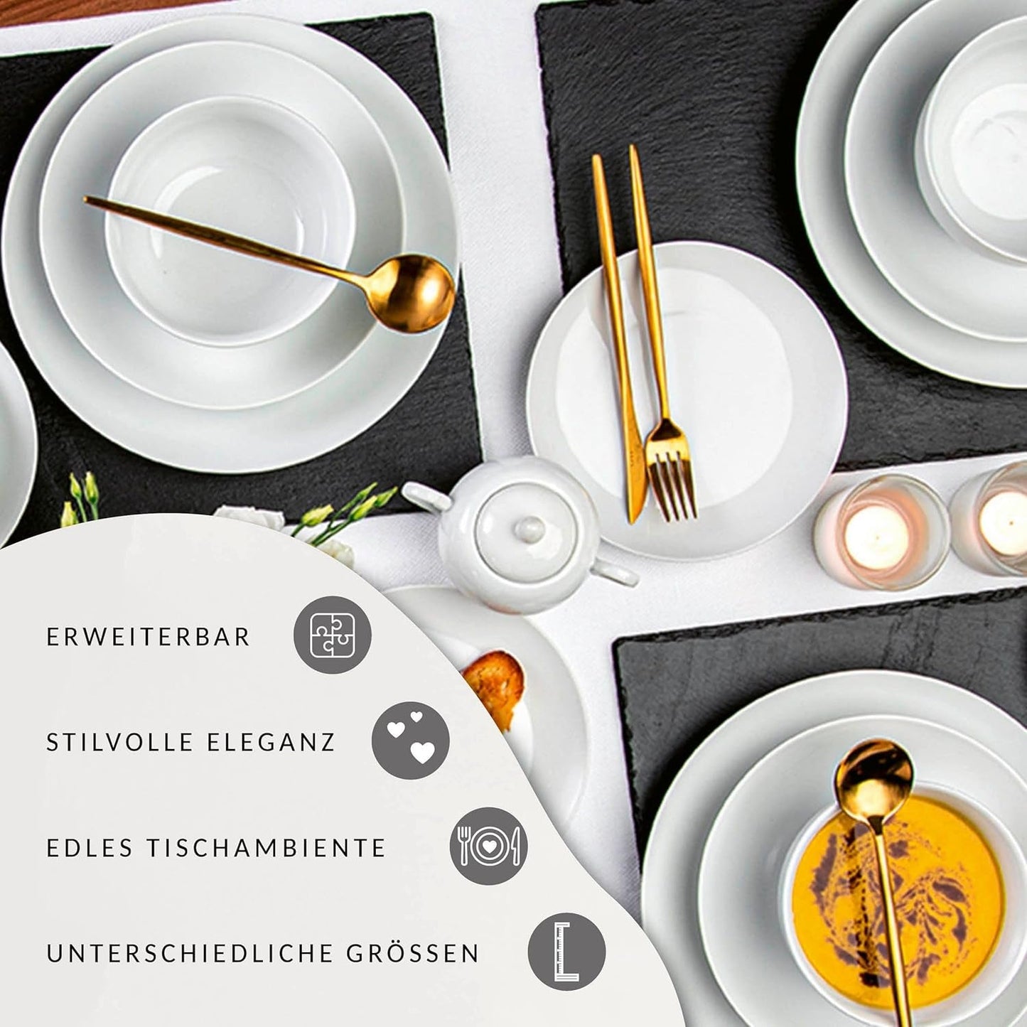 Sänger New Port koffiekopjesset, 12 kopjes voor 6 personen, kop en schotels van wit porselein, 150 ml | DE PREMIUM COLLECTIE