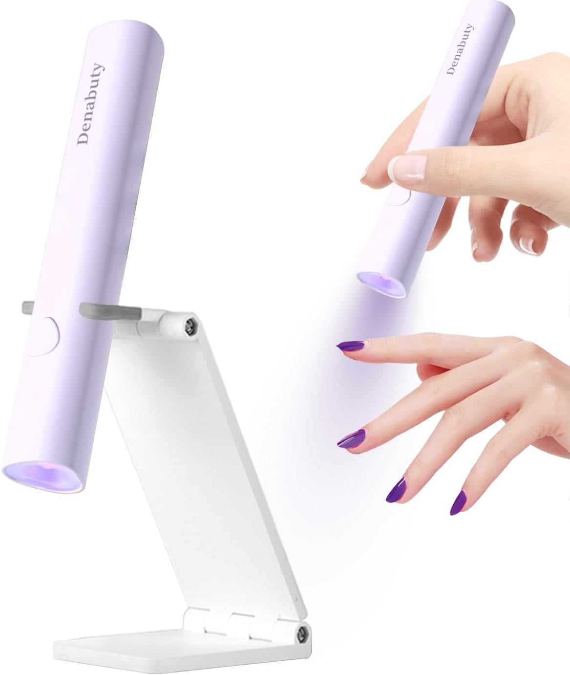 Denabuty UV-lamp voor gelnagellak, mini UV-LED-lamp voor nagelvervanging met standaard Tragbare kleine UV-nagellamp voor gelnagellak, voor Aushärten Von Nagelkleber & nageltips wit