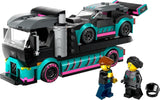 LEGO City Autotransporter met raceauto, speelgoedtruck met verstelbare laadklep en raceauto, bouwset met 2 minifiguren, coureur en vrachtwagenchauffeur, voor kinderen vanaf 6 jaar 60406 Bouwsets Besuche den LEGO-Store