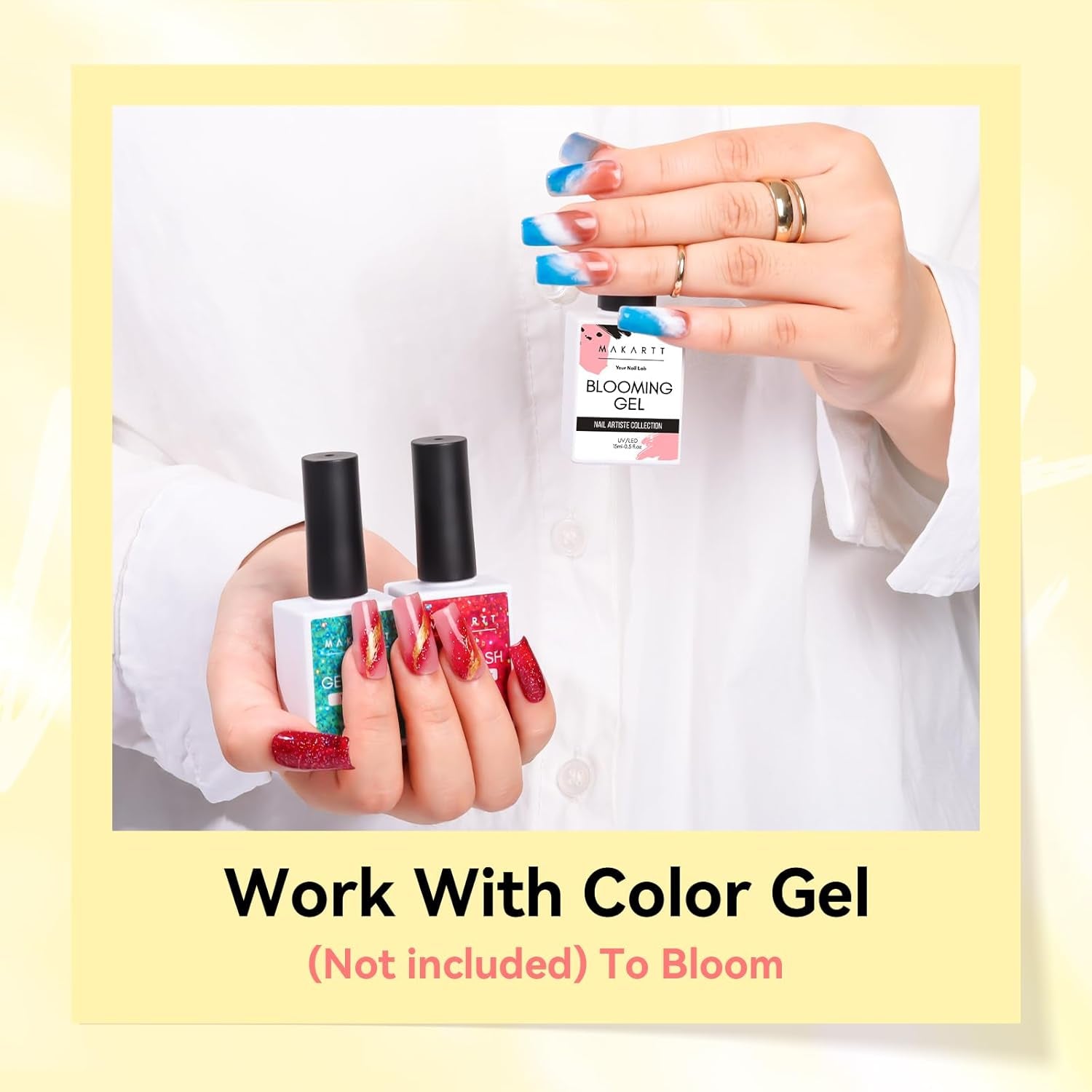 Makartt Blooming Gel Nagellak - 15ml Blooming Gel Nagellak Extender met Marmeren Kleur, Gelverf, DIY-Manicure Nagelontwerpen, Bloemen, Dieren, Waterverf, Magische Manicureset