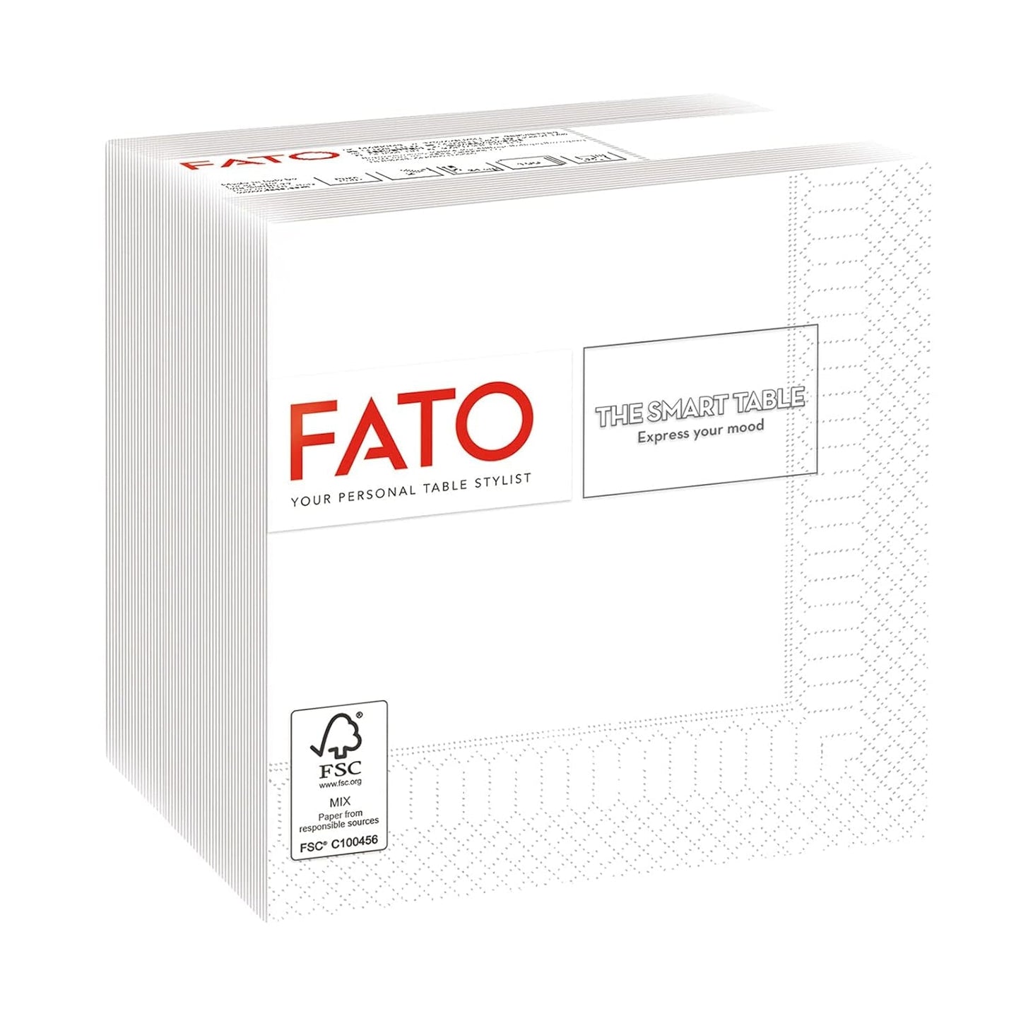 , Papieren wegwerpservetten, ideaal voor hapjes en cocktails, verpakking van 100 servetten, maat 24X24, 4 vouwen, 2-laags, wit, 100% puur cellulosepapier, FSC-gecertificeerd (verpakking van 6)