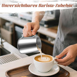 Melkmok, 350 ml roestvrijstalen melkmok met maatmarkering, Barista-accessoire, melkmok voor cappuccino, espresso, latte art, koffieliefhebbers, zilver, 355 ml