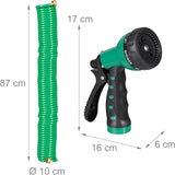 Relaxdays spiraalslang verlengbaar tot 20m flexibele tuinslang met watersproeier 7 spuitpatronen groen