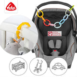 Fehn 10 set bevestigingsringen - bevestigingshaken voor babyautostoel, box en wieg - kinderwagenketting bevestigingsringen voor thuis en onderweg - C-ringen voor baby's en peuters vanaf 0+ maanden Speelgoed Bebe Naty Shop