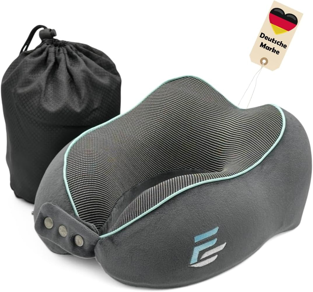 Vlaggenschip vliegtuig nekkussen - nekkussen voor volwassenen - nekkussen voor auto - reiskussen van traagschuim - wasbaar met smalle rug (zacht en ademend fluweel) - verstelbaar, grijs Naty Shop Cervicale orthopedische kussens Standaard titel