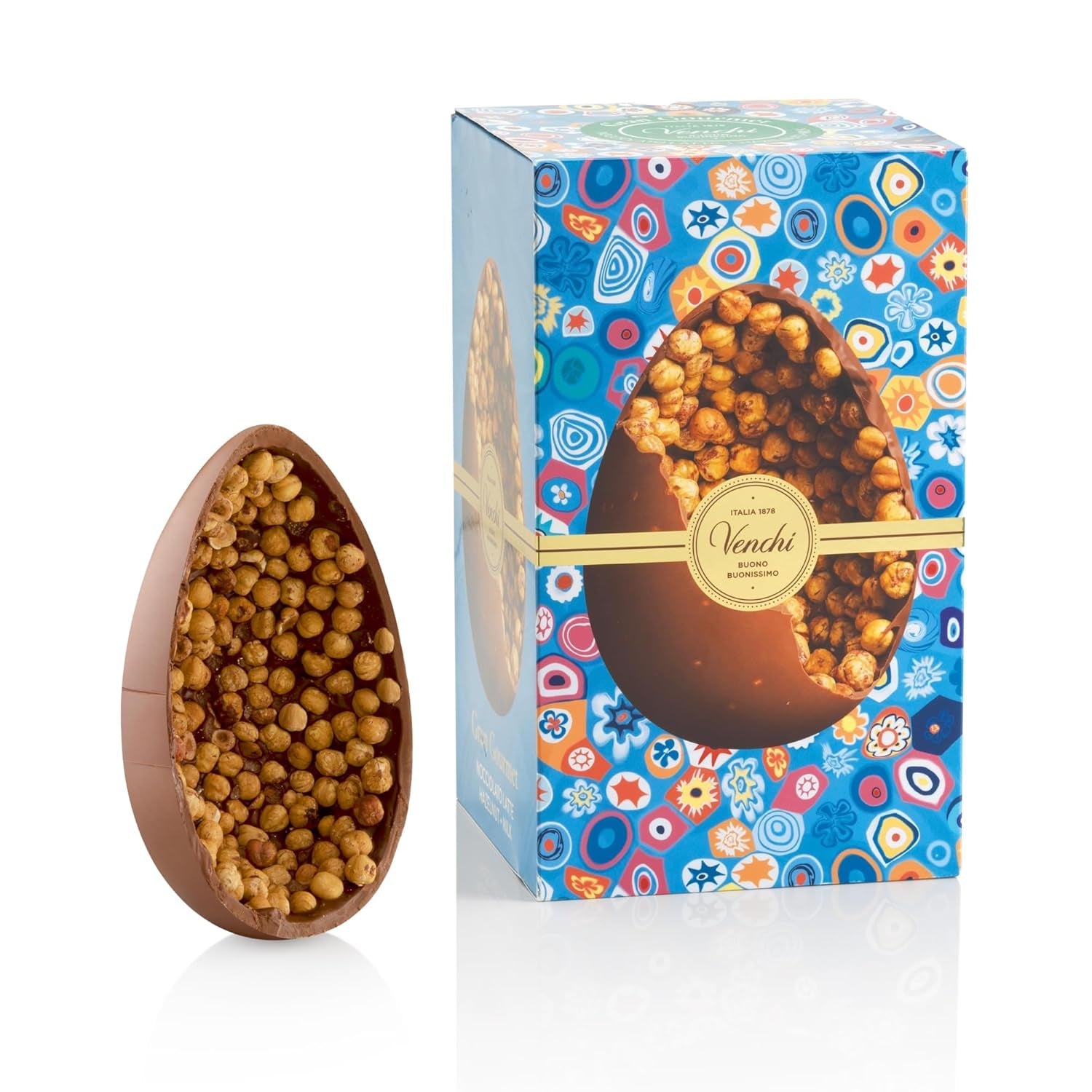 Venchi - Chocolade-ei, pistachesmaak, met hele pistache, met verrassing, glutenvrij, 500g, Paascollectie, cadeau-idee