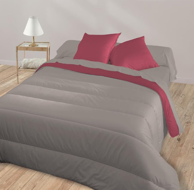 Bleu Câlin tweekleurig omkeerbaar dekbed voor 2 personen, microvezel, bordeaux/peper, 220X240 cm Dekbedden en dekbedden Naty Shop