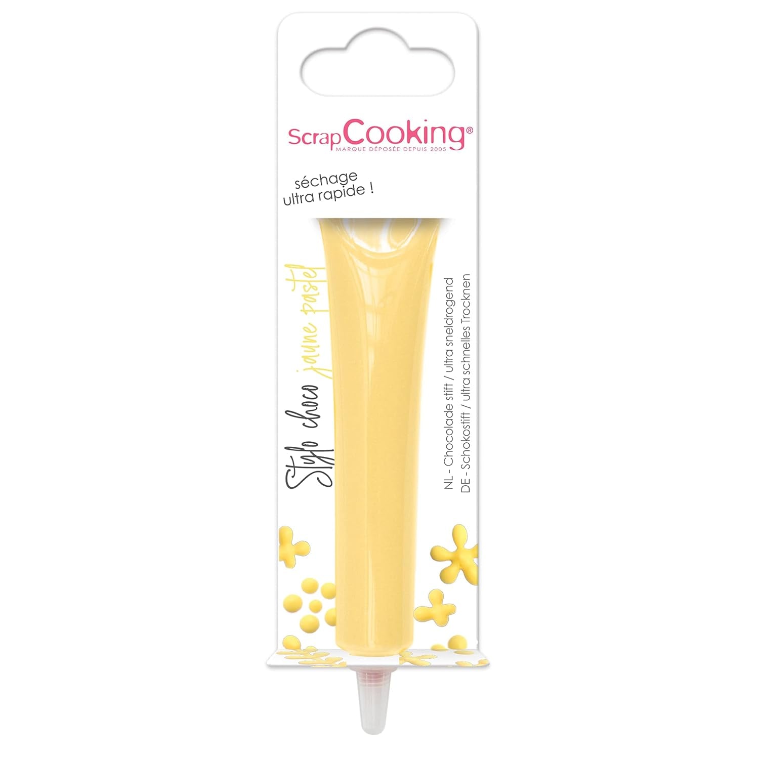Scrapcooking - Pastelgele suikerpen - Gele schrijfsuiker 25g - Decoratieve eetbare suikerpen - Schrijven en tekenen - Etikettering van fondant, glazuur, cakes - 6804