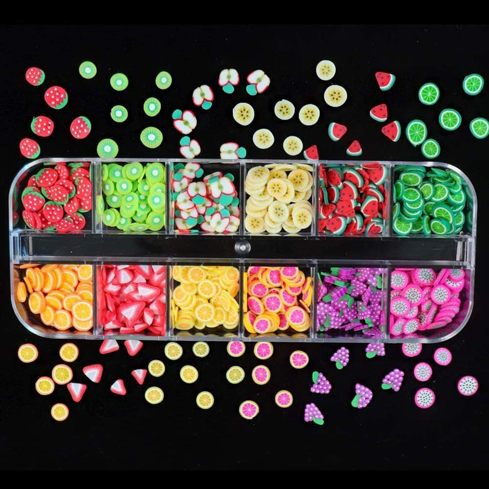 4 Set Nagel Obst Scheiben, Basicon Niedliche Obst Polymer Scheiben Obst Scheibe Nail Nagel 3D Obstscheibe Nail Art Slice voor DIY Liefert Maniküre Decoratie Schleim Zubehör Nageldekorationen, 4 Stile