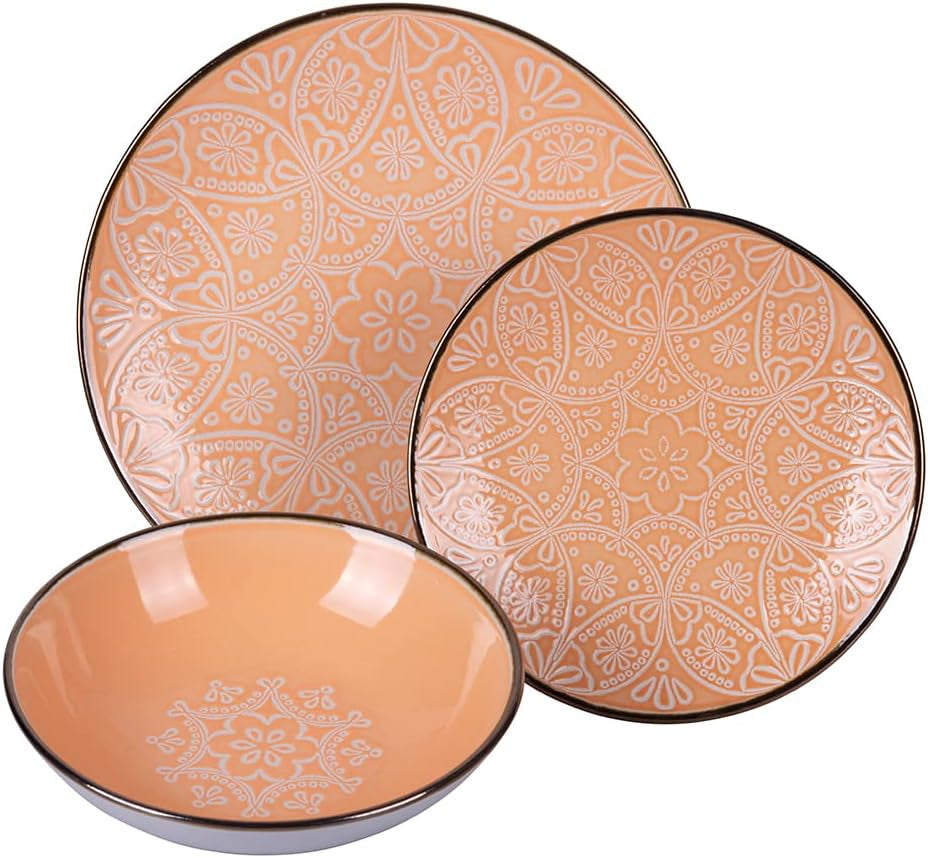 12-delige serviesset van steengoed, 4 bordensets in 4 verschillende designs, Baku Sunset